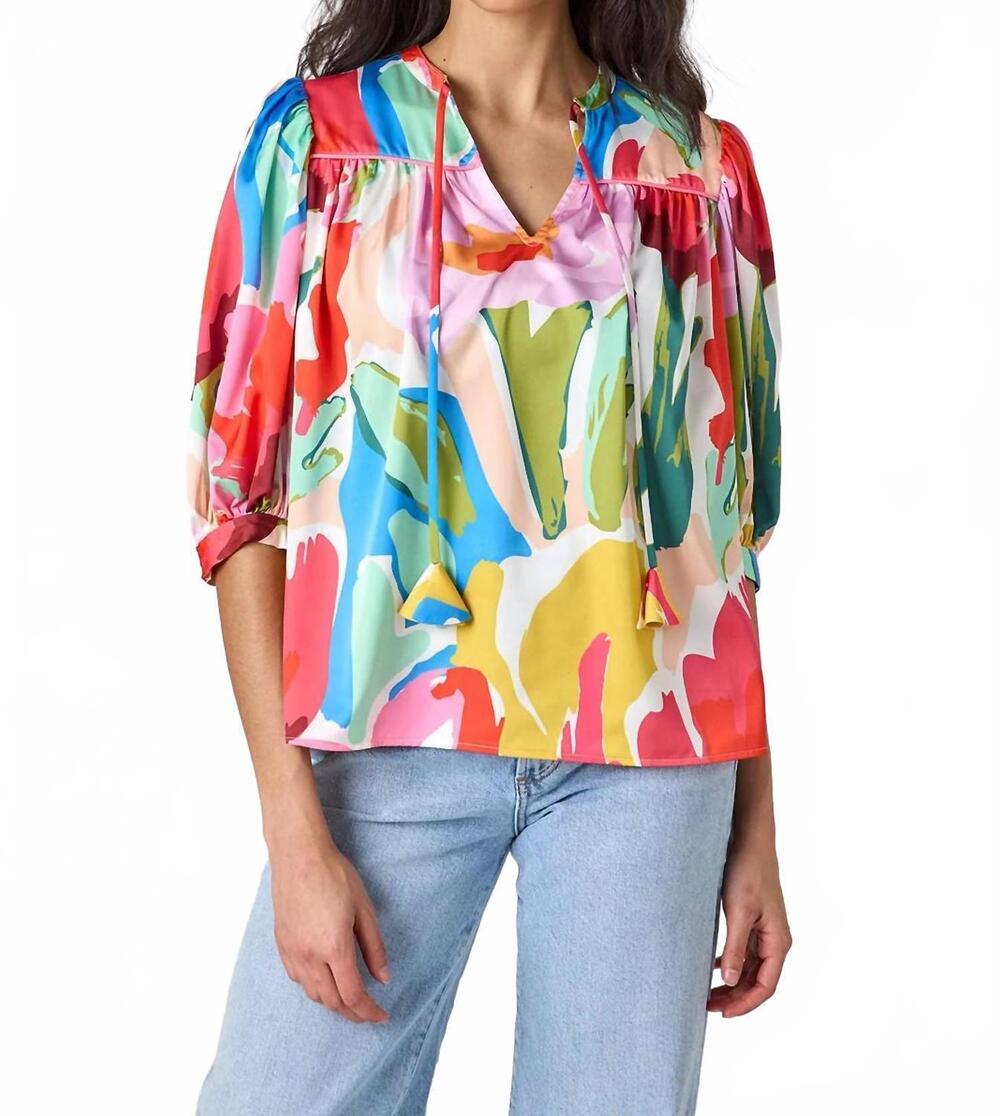 NEW CROSBY BY MOLLIE BURCH figgy v-neckline top in painted petals